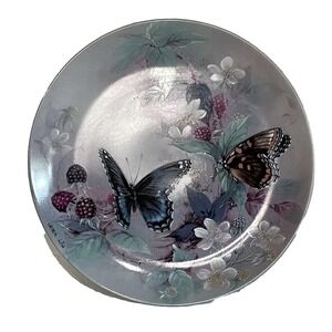 Vintage Lena Liu Red Spotted Purples Collector Plate 9090A 8.5" W.L. George 1988